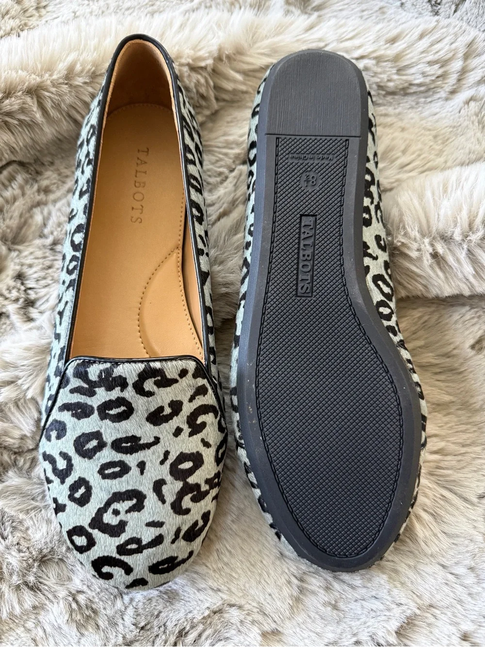 NIB Talbots Leather Leopard Print Ballet Flats